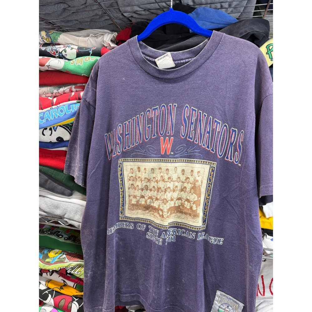 Vintage Nutmeg Washington Senators Shirt Cooperstown Collection Purple Large 90s